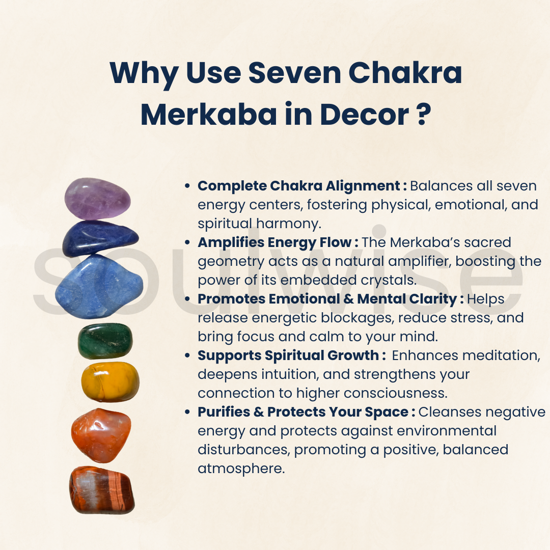 7 Chakra Merkaba Crystal | Sacred Geometry Healing Stone | Natural Gemstone Spiritual Energy, Meditation & Chakra Alignment | Reiki & Home Décor