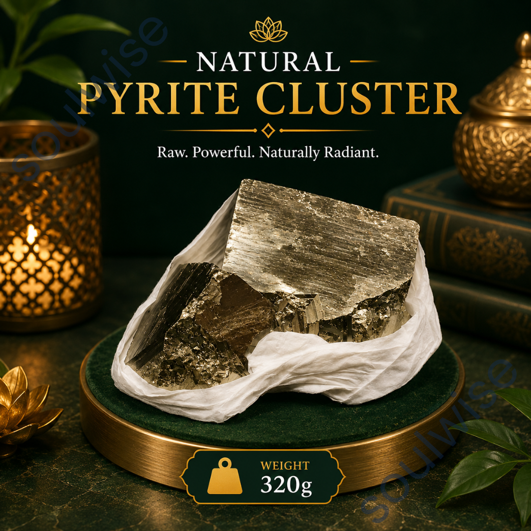 Natural Pyrite Cluster Raw Crystal Stone – Authentic Golden Fool’s Gold for Prosperity, Protection & Positive Energy (60g)