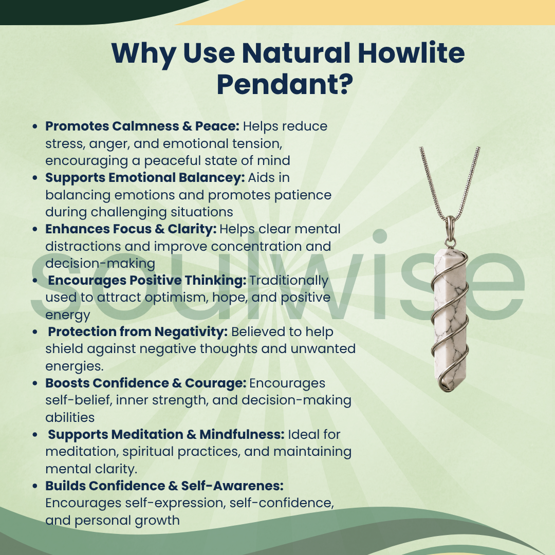 Howlite Crystal Spiral Pendant – Natural Healing Stone Necklace for Peace, Guidance, Chakra Healing & Positive Energy