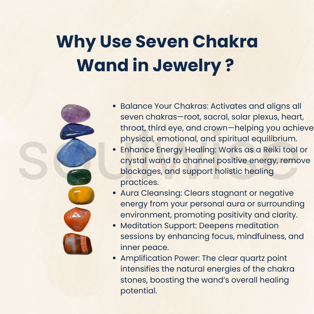 7 Chakra Tumbled Crystal Healing Wand – Natural Gemstone Energy Balancing Stick for Meditation, Reiki, and Chakra Alignment.