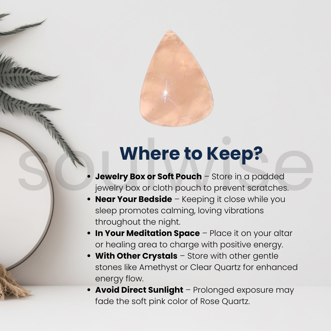 Soulwise Natural Rose Quartz Triangle Cabochon – Polished Gemstone for Jewelry Making, Crystal Healing, Crafts – Flat Back, – 1 Piece