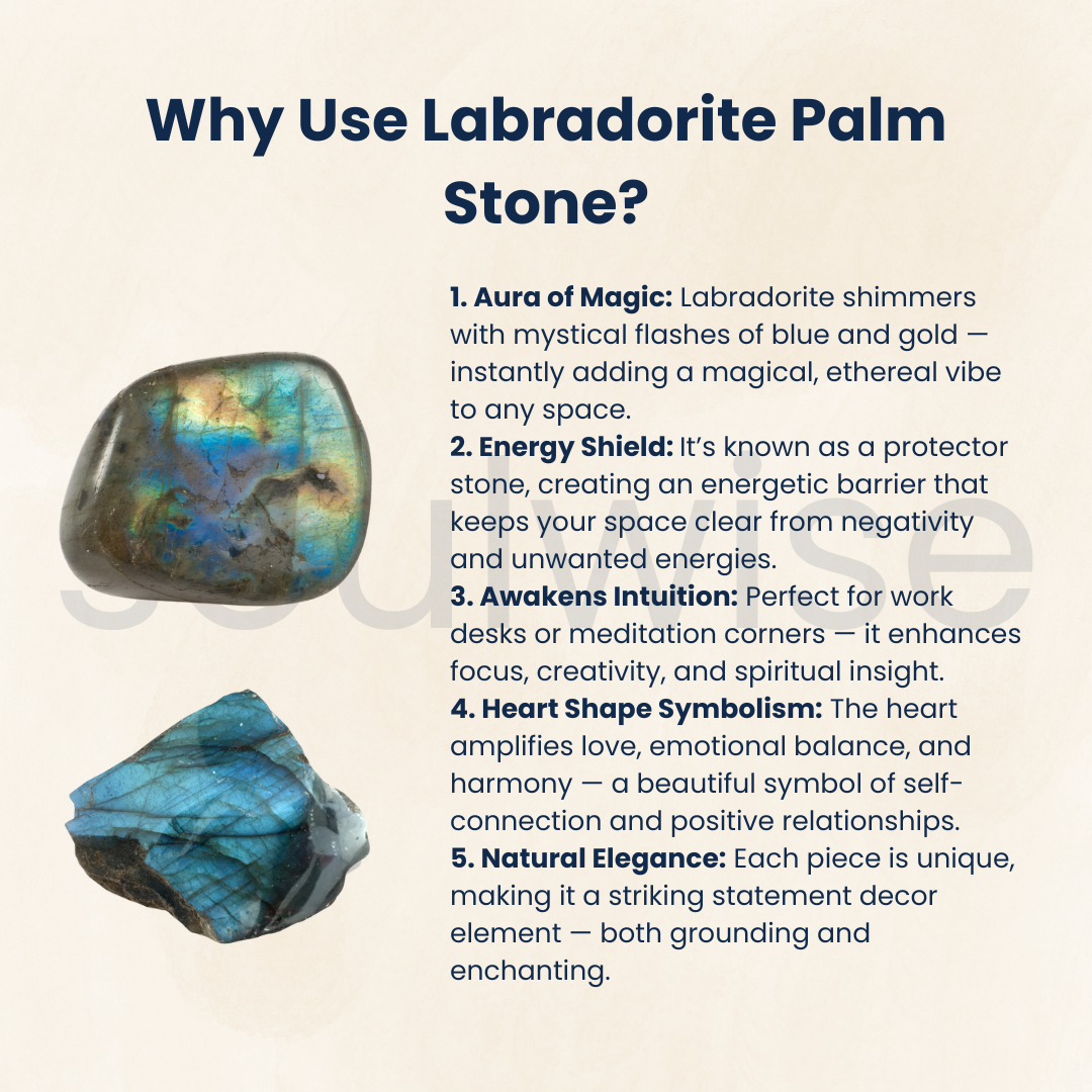 Labradorite Healing Crystal Palm Stone – Natural Gemstone for Protection, Intuition & Positive Energy
