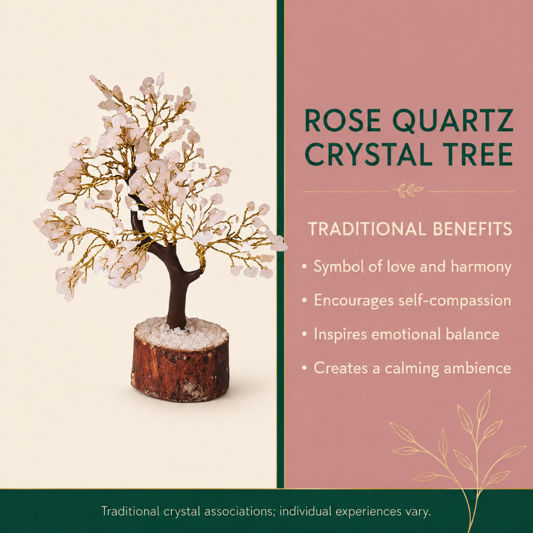 Rose Quartz Crystal Tree 8 Inch – Pink Gemstone Tree for Home Décor, Office Desk, Self-Love Symbolism & Gifting