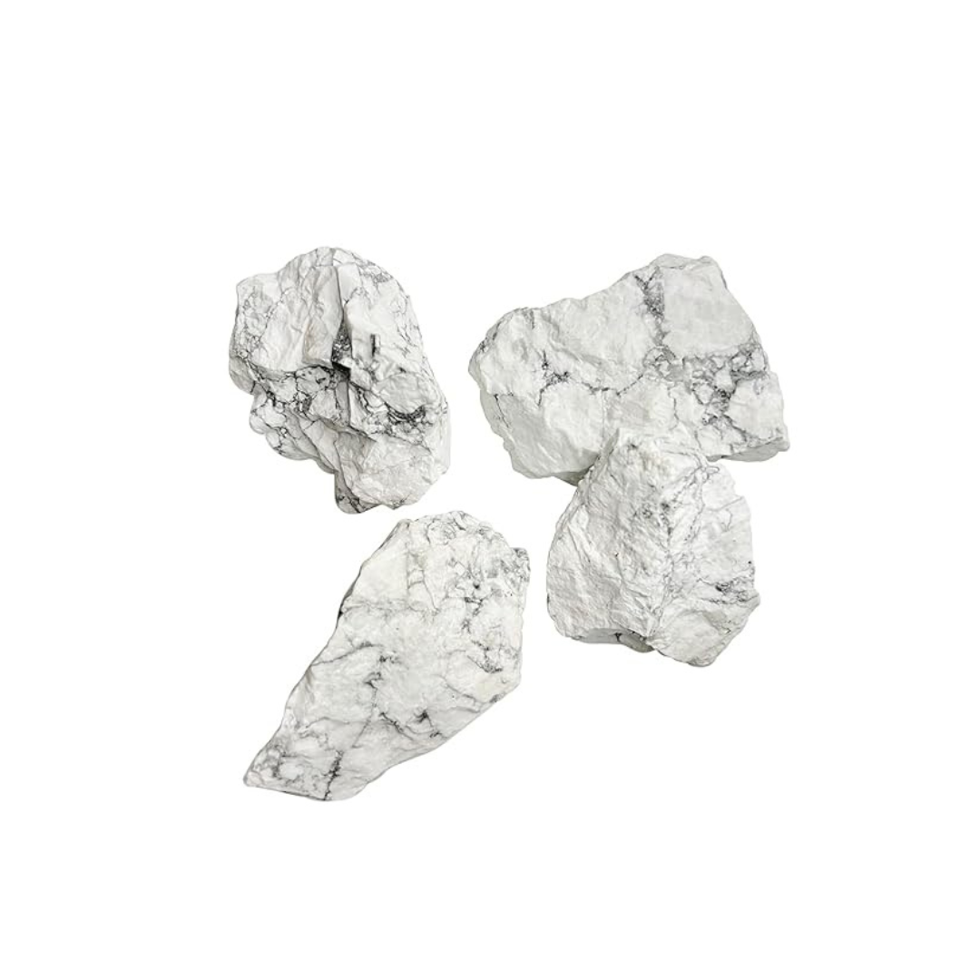 Howlite Raw Natural Stone – Unpolished Healing Crystal for Calmness, Patience & Emotional Balance | Stress Relief & Sleep Support Stone (50g)