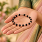 Karungali Bracelet Unisex | 8mm Natural Ebony Wood Beads | Silver Plated Caps | Siddha Spiritual Protection Bracelet
