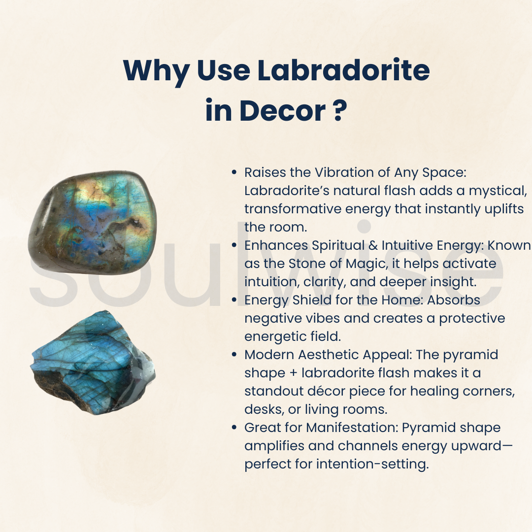 Labradorite Crystal Pyramid – Natural Healing Gemstone for Energy, Meditation & Home Decor