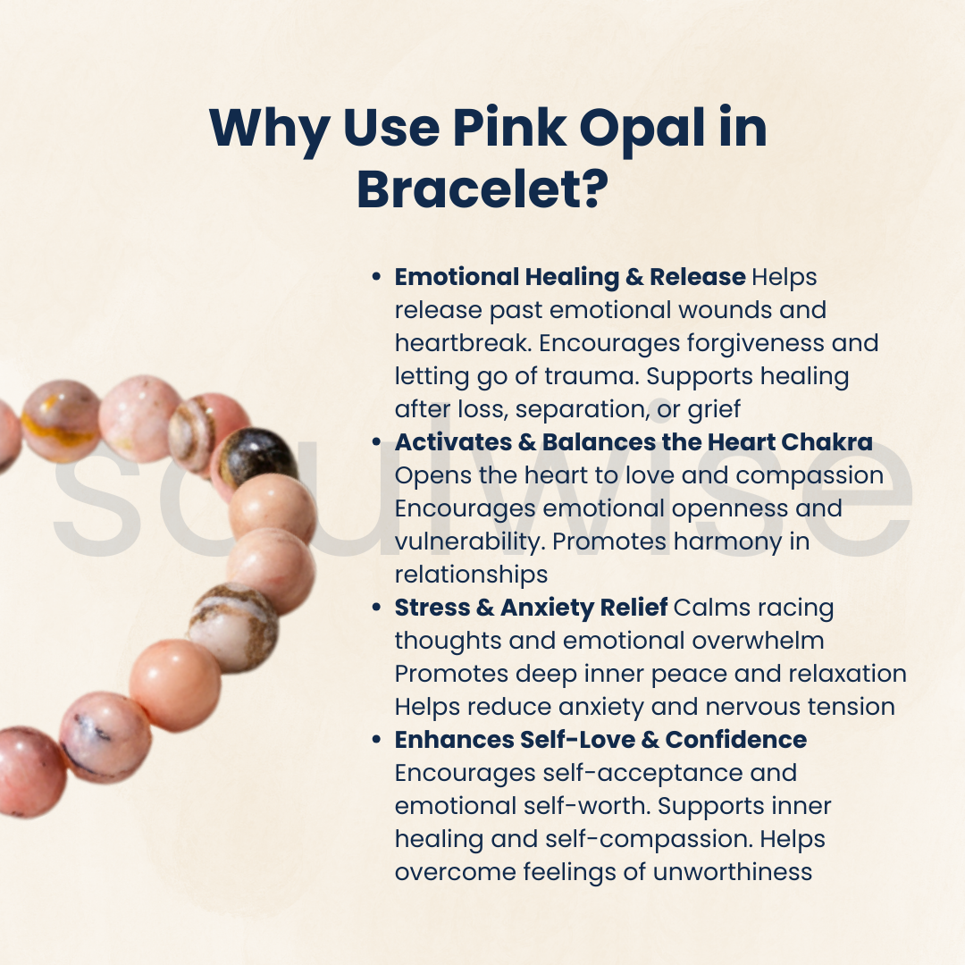 Pink Opal 10mm Crystal Beaded Bracelet for Men & Women – Natural Stone for Emotional Healing, Love & Heart Chakra Balance
