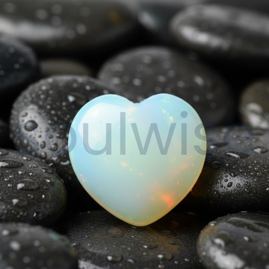 Opalite Heart Stone Polished Crystal for Meditation Calm Energy Emotional Balance Spiritual Home Décor Gift