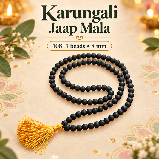 Karungali Mala – 108 Ebony Wood Beads for Japa, Mantra Chanting, Meditation & Spiritual Gifting