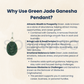 Green Jade /Aventurine Ganesha Pendant – Natural Crystal Ganesh Necklace for Luck, Prosperity & Obstacle Removal | Heart Chakra Healing