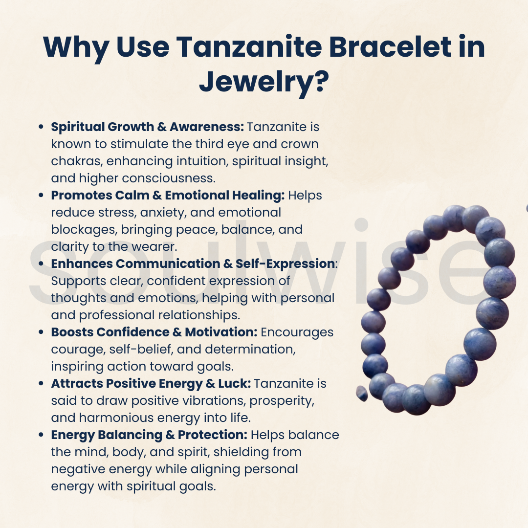 Natural Tanzanite Gemstone 10mm Bracelet – Premium Crystal Beaded Bracelet forwisdom, transformation, and positive energy.