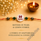Money Magnet Gemini Rakhi – Green Jade, Citrine, Pyrite & Mother of Pearl Zodiac Rakhi for Prosperity, Communication & Positive Energy