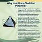 Natural Black Obsidian Crystal Pyramid – Gemstone Energy Pyramid for Protection, Grounding & Spiritual Décor