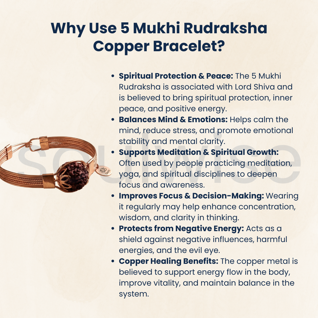 5 Mukhi Nepali Rudraksha Copper Openable Bracelet for Transformation, Courage, and Positive Energy – Authentic Design.