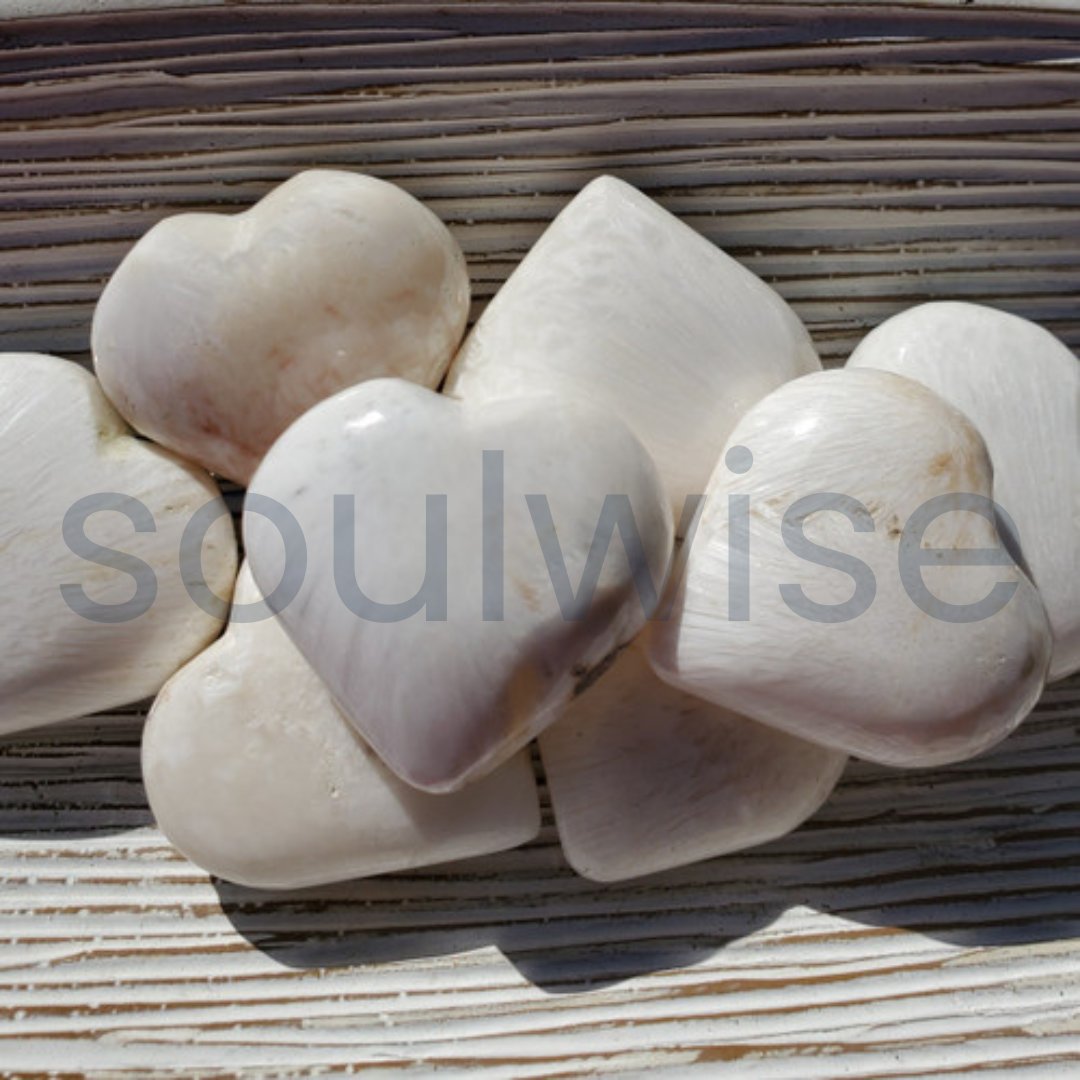 Scolecite Heart Stone Polished Natural Crystal for Calm Meditation Mindfulness Spiritual Home Décor Gift