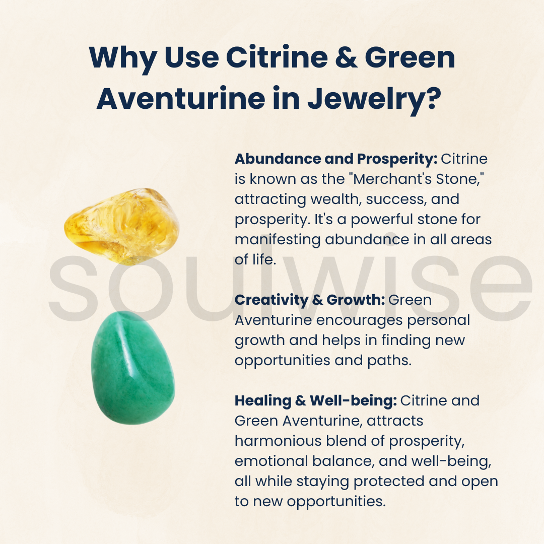 Soulwise 8mm Citrine & Green Aventurine Bracelet for Wealth & Abundance Financial Abundance & Business Growth Bracelet