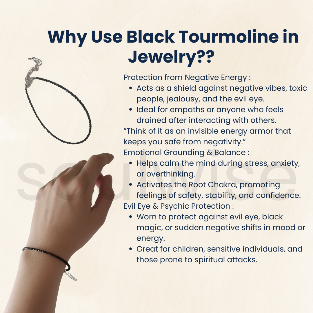 Black Tourmaline Anklet/Bracelet – Natural Protection Stone for Men & Women – Handmade Crystal Healing Jewelry for Negative Energy Shielding, Grounding & Balance