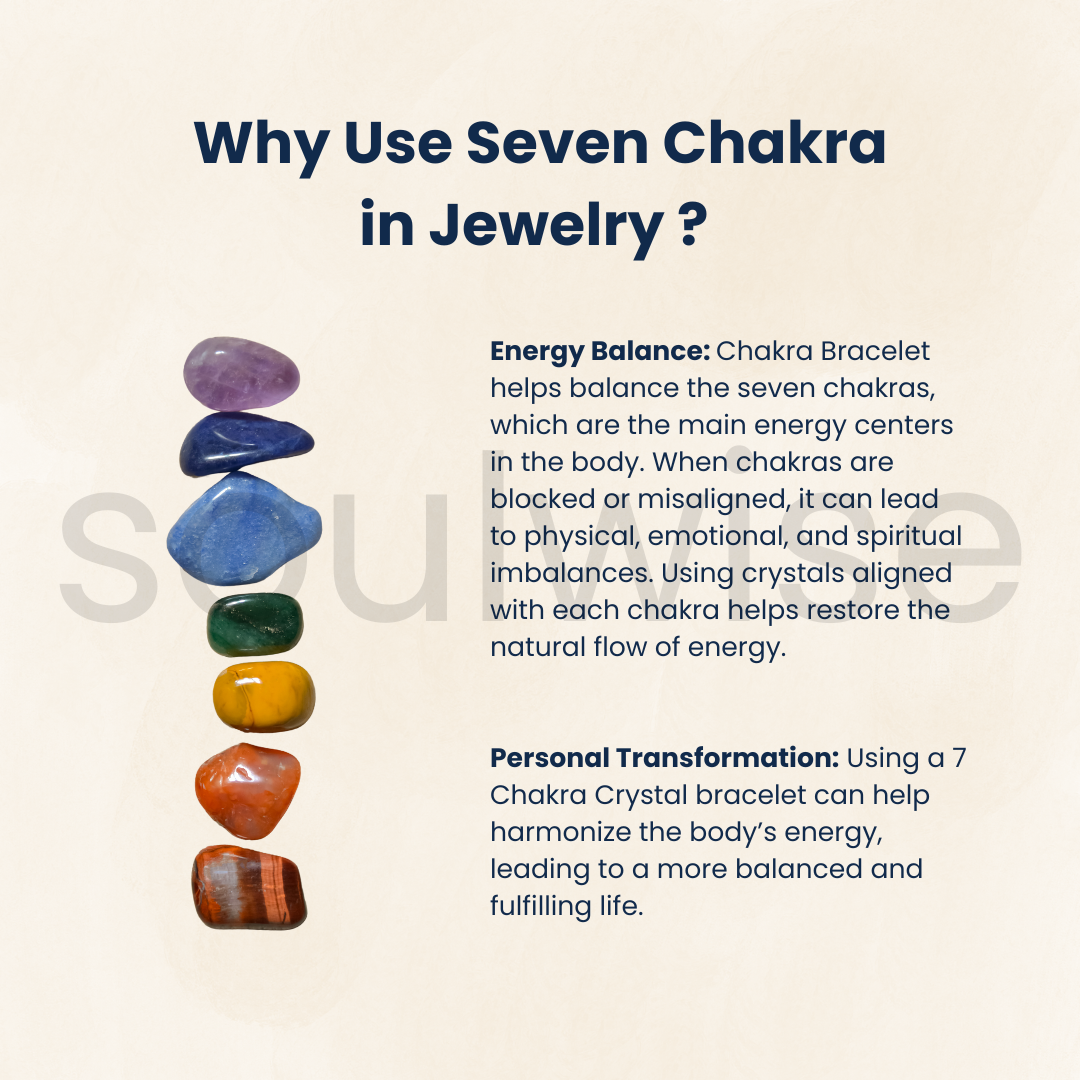 Seven ChakraMini Pyramid Bracelet – Natural Healing Crystal Beads for Energy Balance, Meditation, Reiki, and Spiritual Wellness