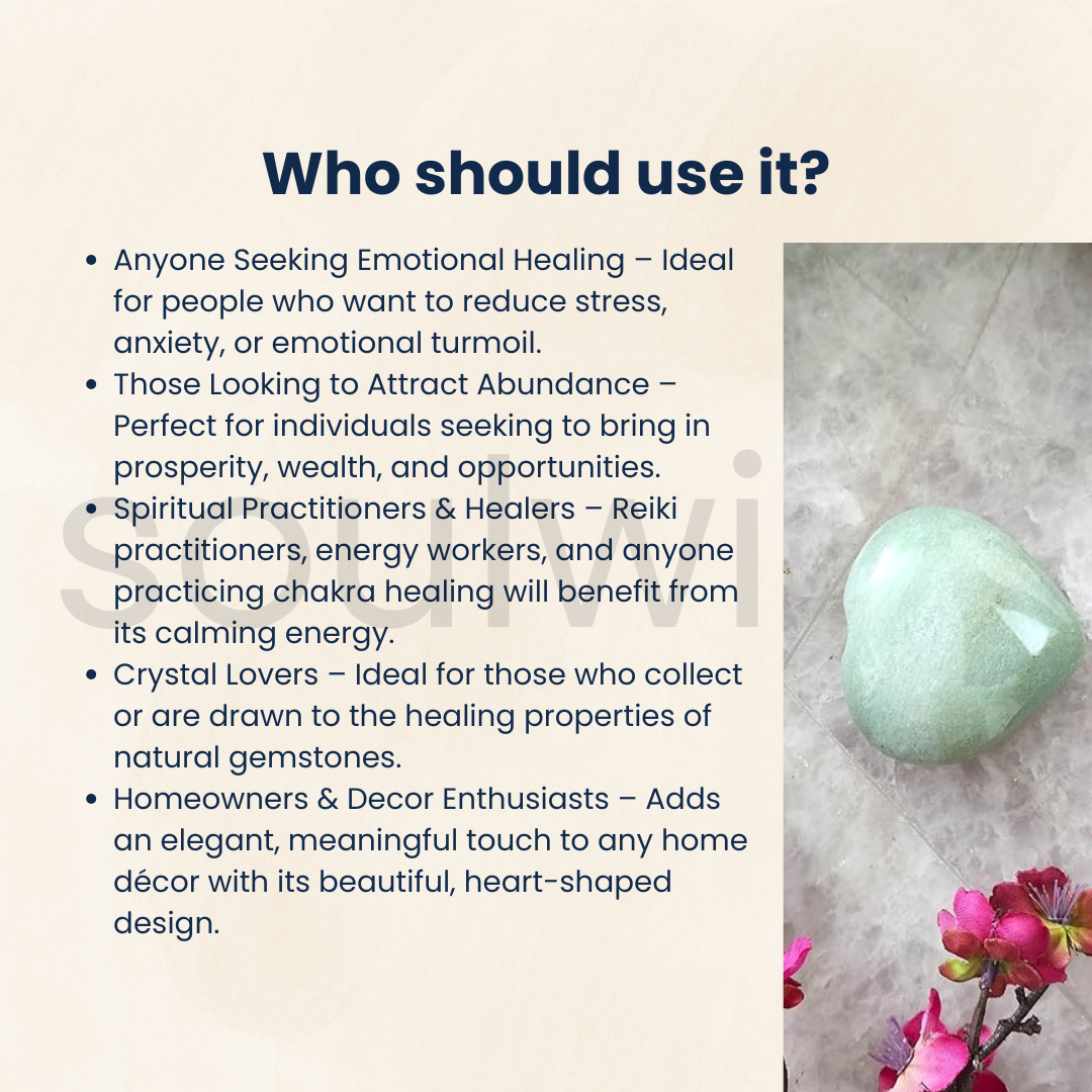 Soulwise Green Aventurine Healing Crystal Heart-Shape Decor – Natural Gemstone for Prosperity, Love & Positive Energy