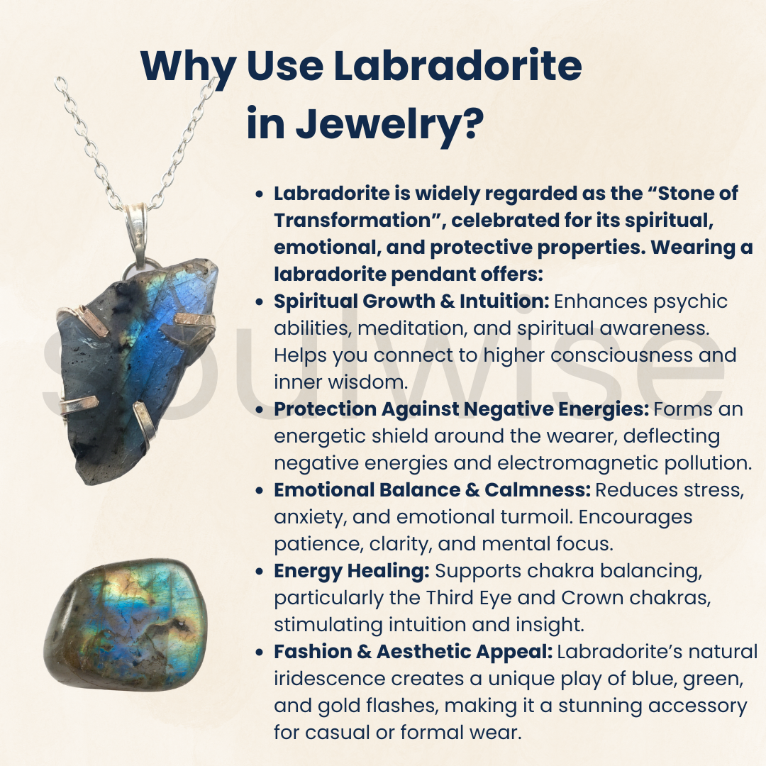 प्राकृतिक लैब्राडोराइट पेंडेंट, प्रमाणित