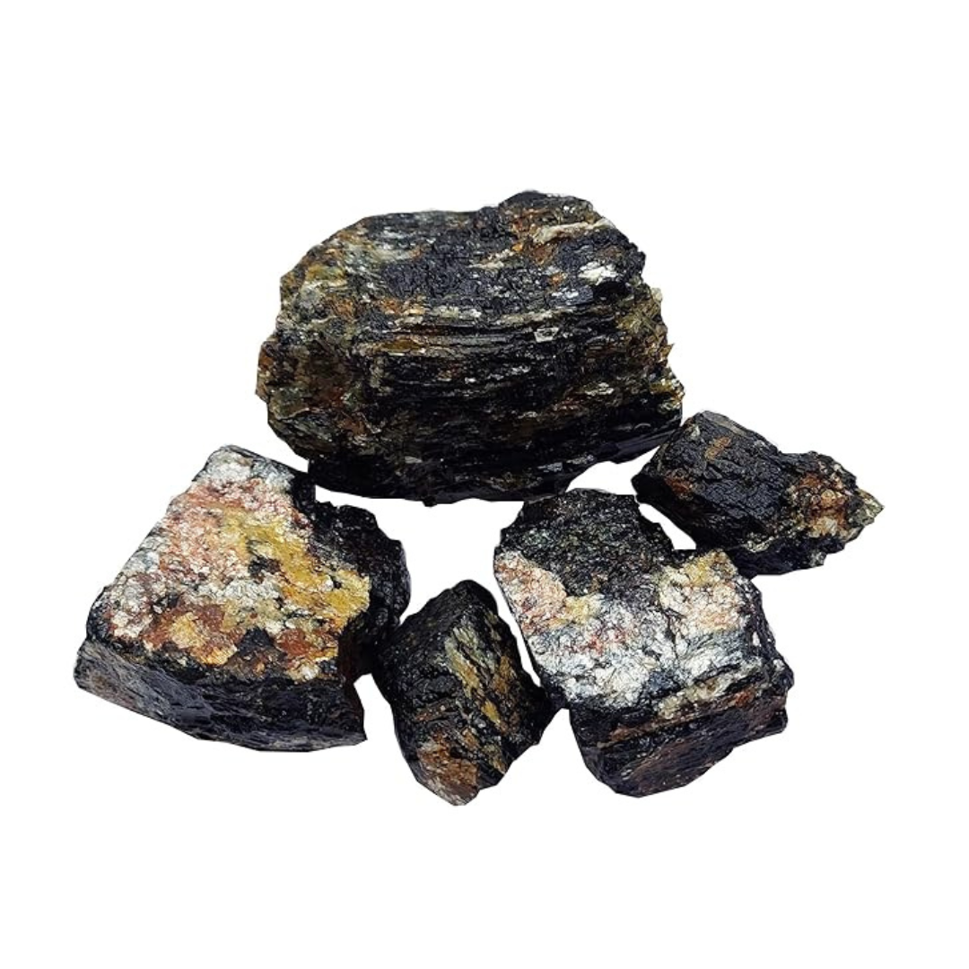 Black Tourmaline Raw Natural Stone – Unpolished Protection Crystal for Grounding, Energy Shield & Negativity Protection (50g)
