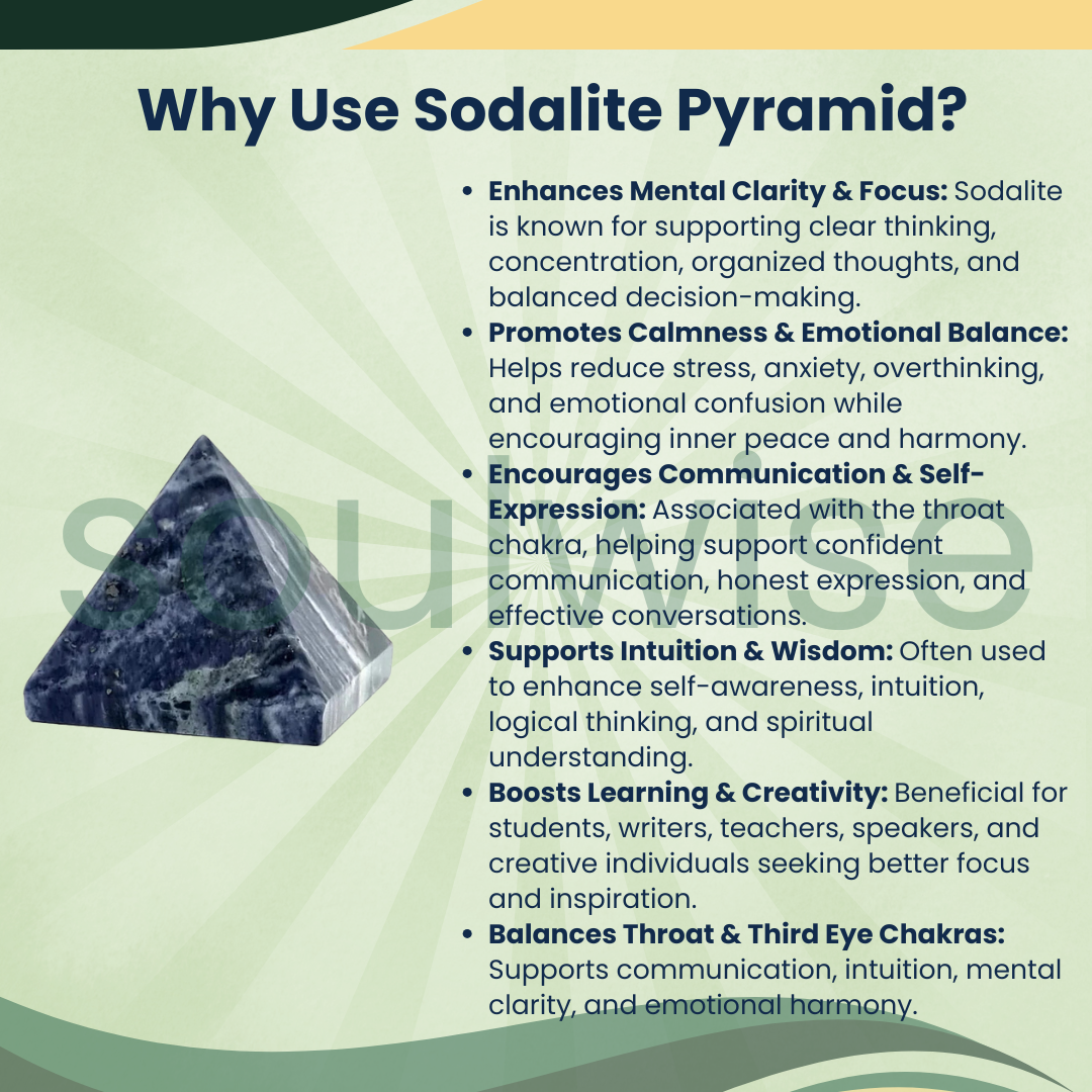 Natural Sodalite Crystal Pyramid – Gemstone Energy Pyramid for Wisdom, Communication & Spiritual Décor
