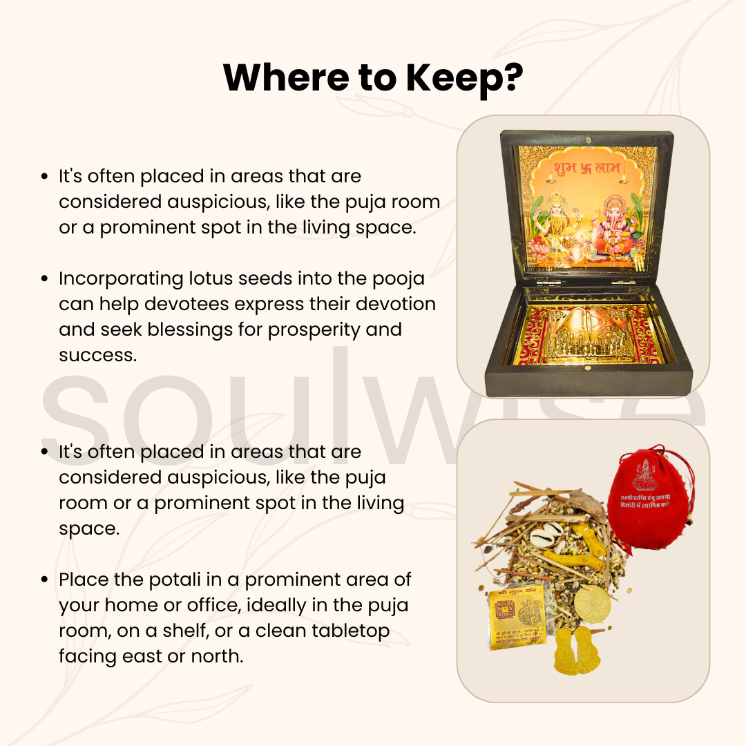 Diwali Laxmi Potli & Laxmi Ganesh Medium Pocket Temple | Energized Diwali Gift Combo for Wealth, Prosperity & Pooja | Vastu Decorative Pooja Items for Home, Office & Gifting