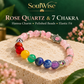 Rose Quartz Bracelet with 7 Chakra Beads & Hamsa Hand Charm – Natural Pink Healing Crystal Bracelet for Love, Protection, Emotional Balance, Positive Energy, Reiki & Spiritual Harmony | Unisex Gemstone Jewelry
