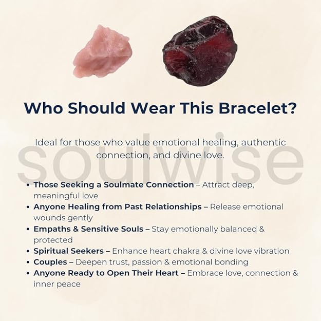 Garnet & Pink Opal Soulmate Bracelet (8mm) – Certified Natural Crystal Bracelet for Love, Emotional Healing & Relationship Harmony (Unisex Gift)