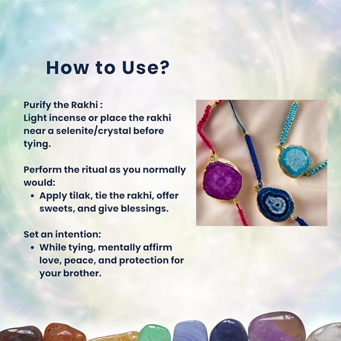 Rakhi Gift Hamper for Brother – Natural Agate Crystal Rakhi Band with Citrine Crystal Elixir Water Bottle (500 ml) – Spiritual Healing & Wellness Raksha Bandhan Combo.(Pack of 1 Rakhi & Bottle))