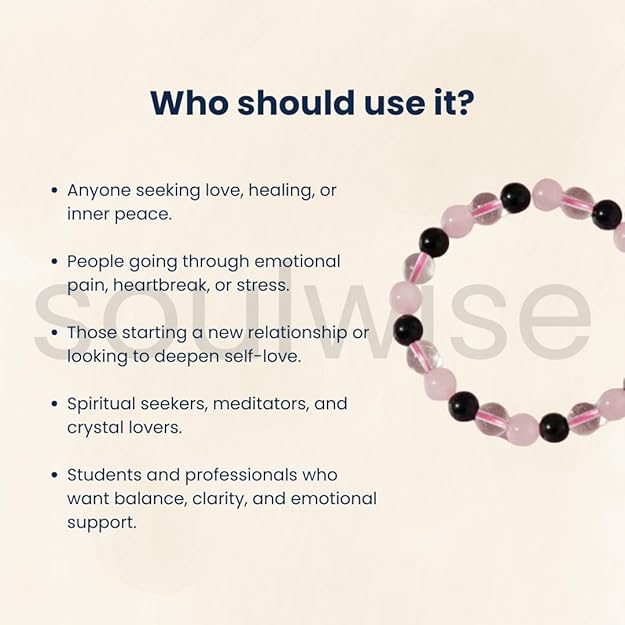 Soulwise Relationship Healing Crystal Bracelet: Amethyst, Rose Quartz & Clear Quartz for Harmony & Wellbeing , 8mm certified, unisex