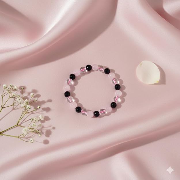 Soulwise Relationship Healing Crystal Bracelet: Amethyst, Rose Quartz & Clear Quartz for Harmony & Wellbeing , 8mm certified, unisex