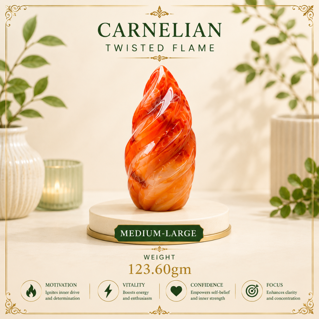 Certified Carnelian Flame – Crystal Flame Sculpture in Different Sizes for Home Décor, Meditation & Spiritual Gifting
