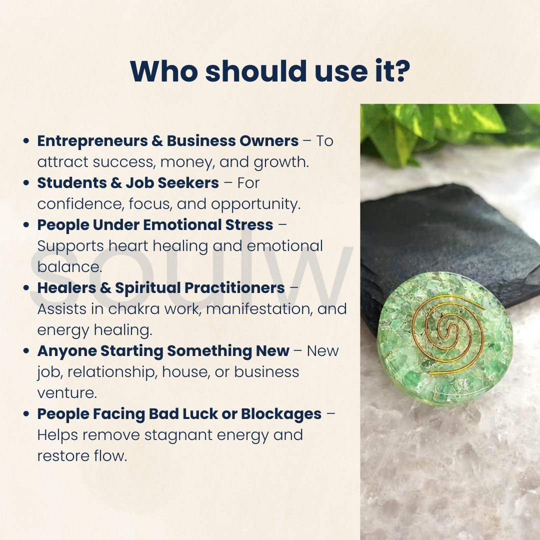 Soulwise Green Aventurine Orgone Energy Paperweight –Desk Decor, Vastu Item & Energy Balancer for Home or Office