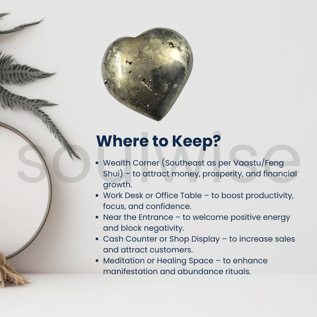 Soulwise Druzy Pyrite Heart-Shaped Decor for Energetic Protection, Vitality, Manifestation, and Abundance. Valentine Gift Housewarming (Pyrite).