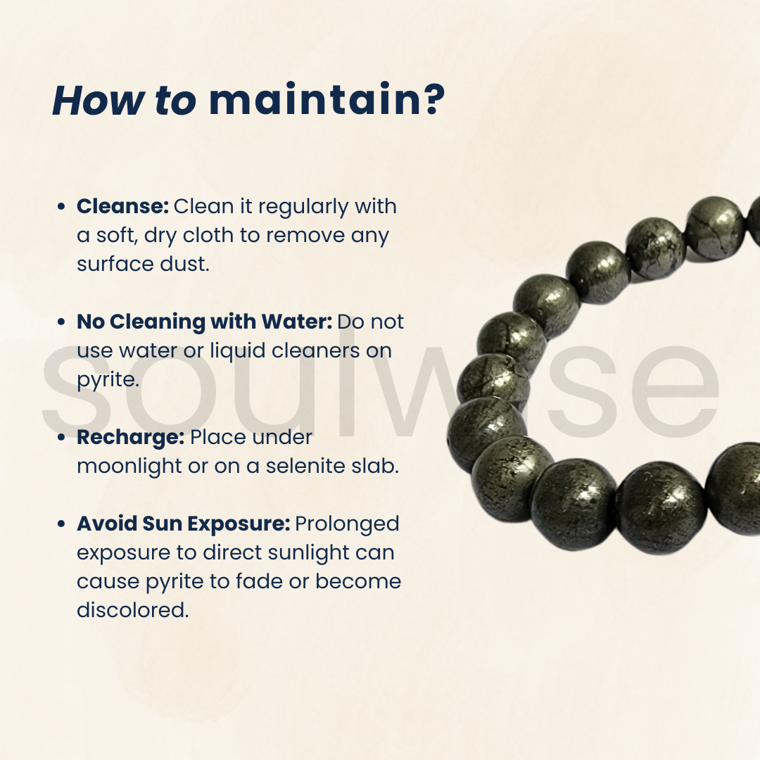 Soulwise Natural Pyrite Bracelet, Reiki energy healing crystal for wealth, money, abundance and willpower, manifestation, money magnet unisex jewlery ( 10mm)