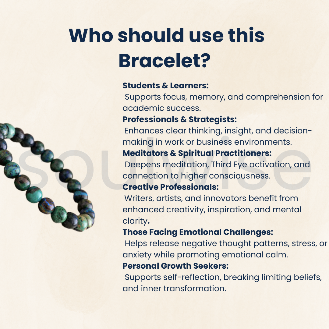 Natural Azurite 8mm Beaded Bracelet Stretch Gemstone Jewelry for Women and Men