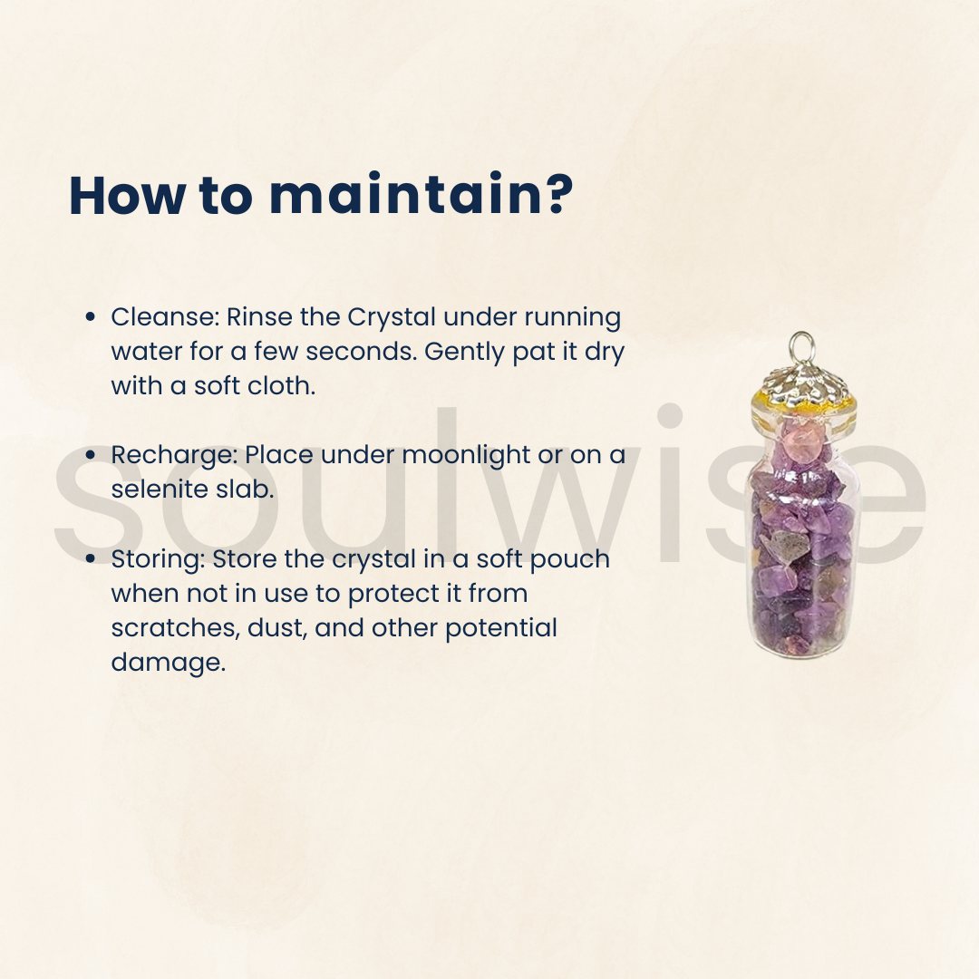 Amethyst Mini Jar Necklace, Glass Wishing Chip Bottle Pendant, Natural healing crystal Pendant, Reiki Energized