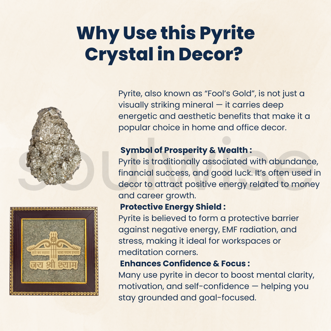 Khatu Shyam baba On raw pyrite base Wall Frame Certified