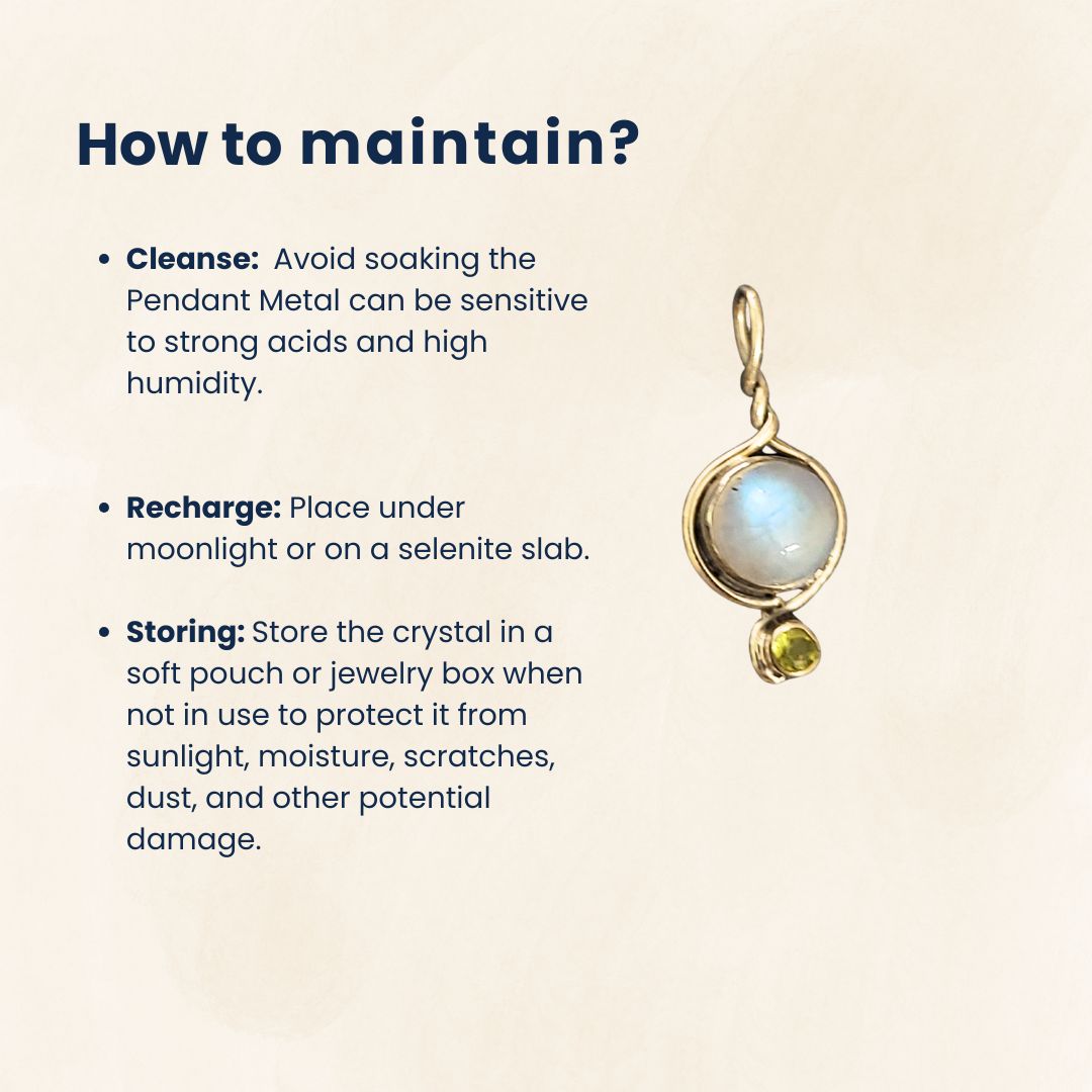 Certified Moonstone Pendant for Emotional Balance, Positivity & Intuition