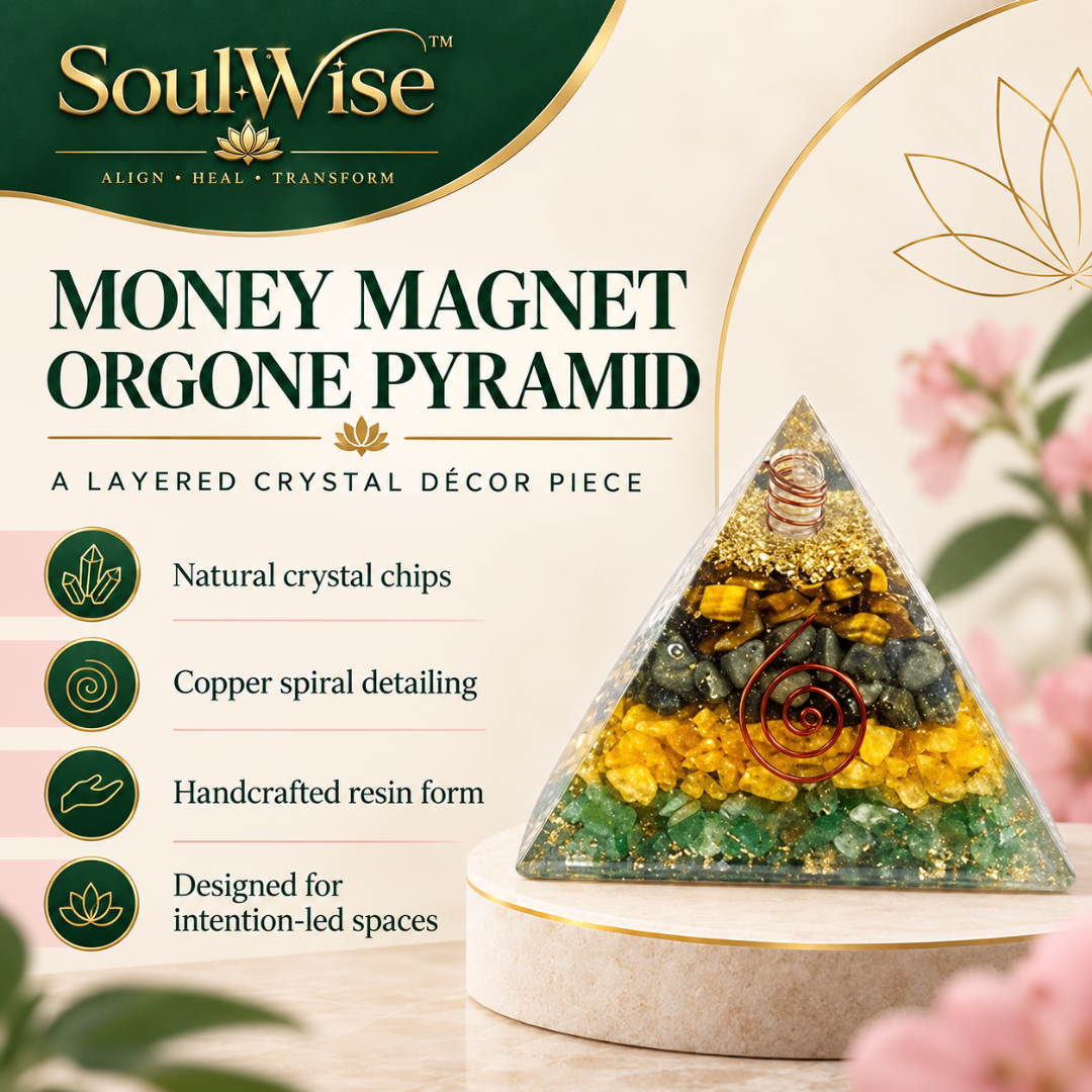 Money Magnet Orgone Pyramid – Symbolic Wealth & Prosperity Showpiece for Home, Office Desk & Spiritual Gifting