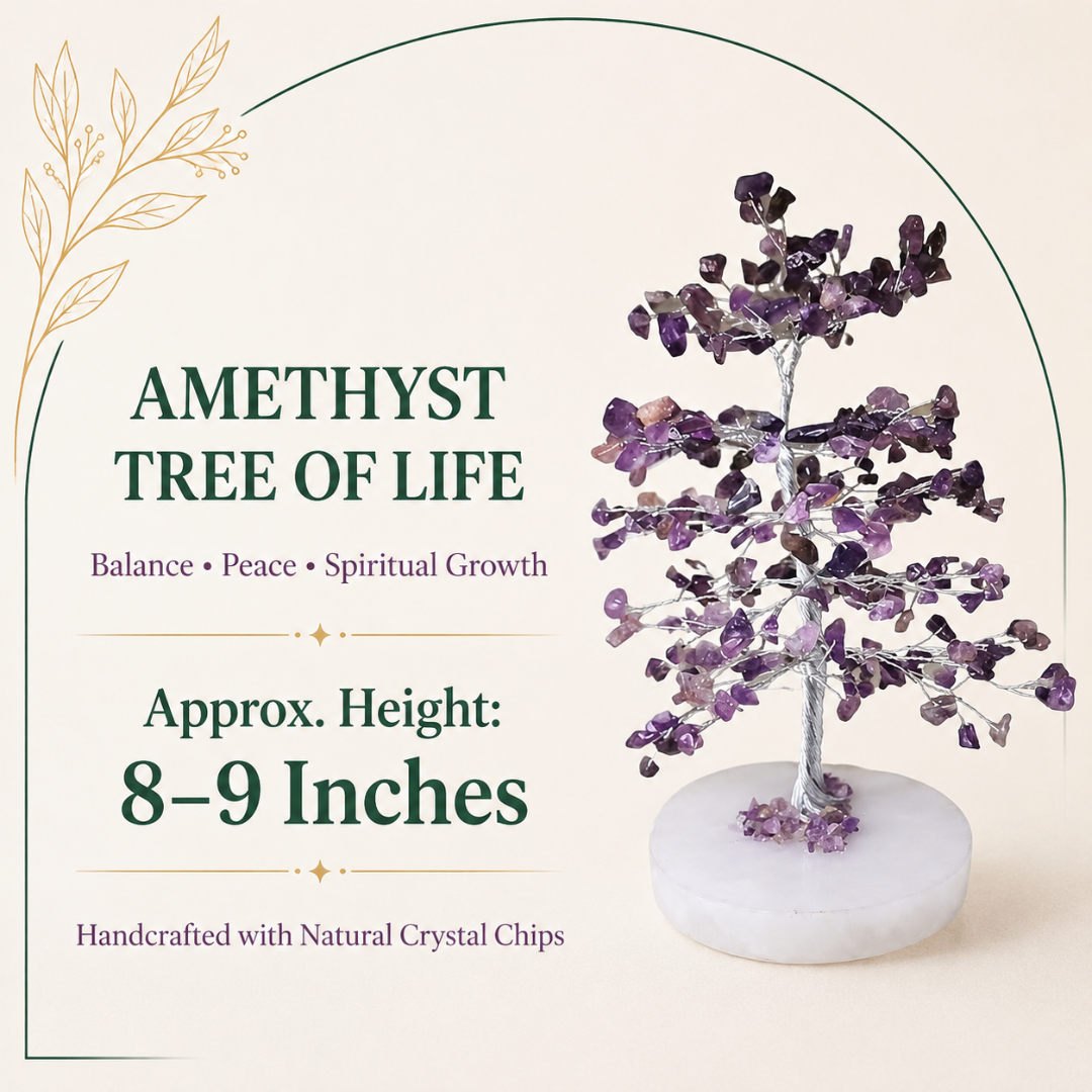 Amethyst Tree of Life  Symbol of balance, peace, and spiritual growth. Handcrafted with natural amethyst chips and a crystal base(8Inch).