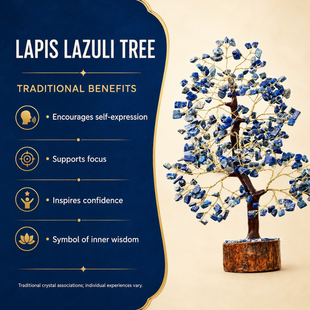 Lapis Lazuli Crystal Tree 8 Inch – Blue Gemstone Tree for Home Décor, Office Desk, Meditation & Spiritual Gifting