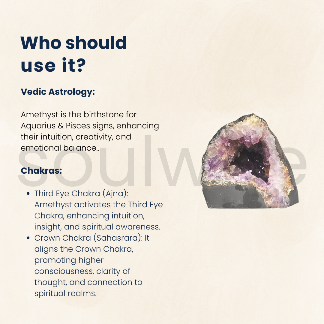 Soulwise Natural Amethyst Self-Standing Geode – 5.5" | 2.4 kg Raw Crystal Cluster for Healing, Meditation & Home Decor