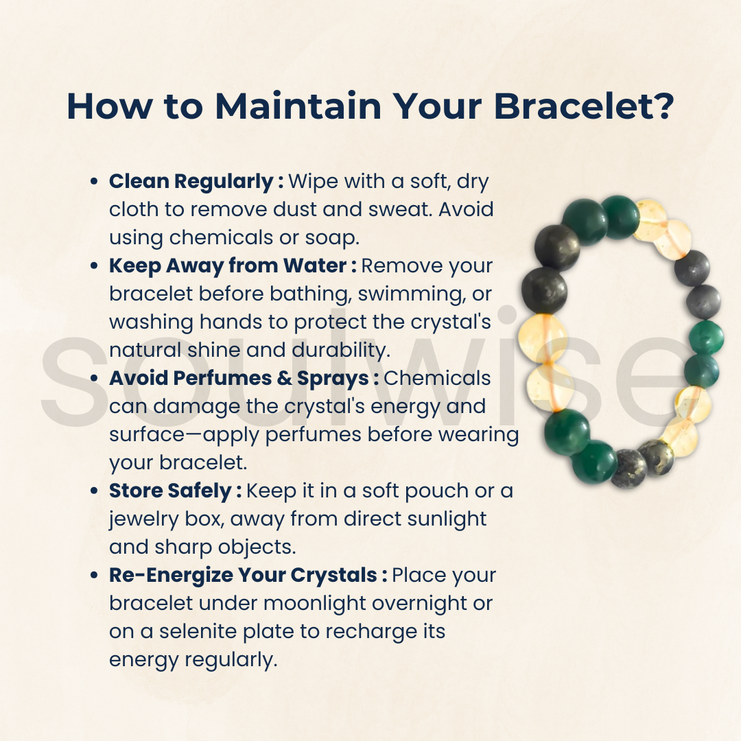 Soulwise Money Magnet Bracelet - Citrine, Pyrite, and Green Aventurine 10mm