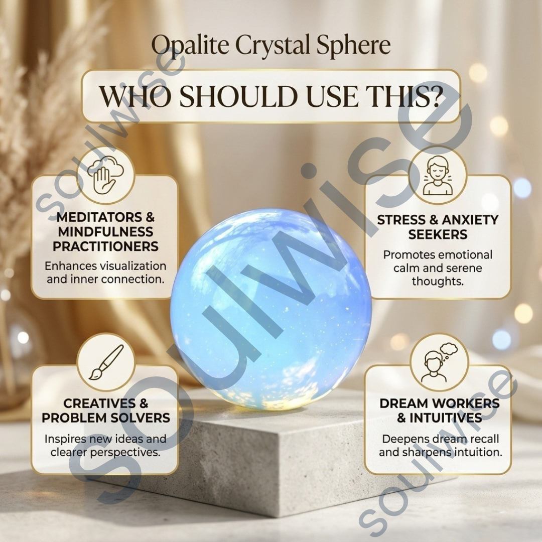 Opalite Crystal Sphere – Polished Opalescent Healing Crystal Ball for Inner Peace, Emotional Balance, Positive Energy, Reiki, Meditation, Chakra Balancing & Home Décor