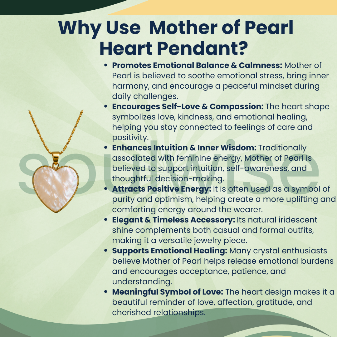 Mother of Pearl Heart Pendant with Chain – Natural Heart-Shaped Shell Necklace for Love, Harmony & Elegant Everyday Wear