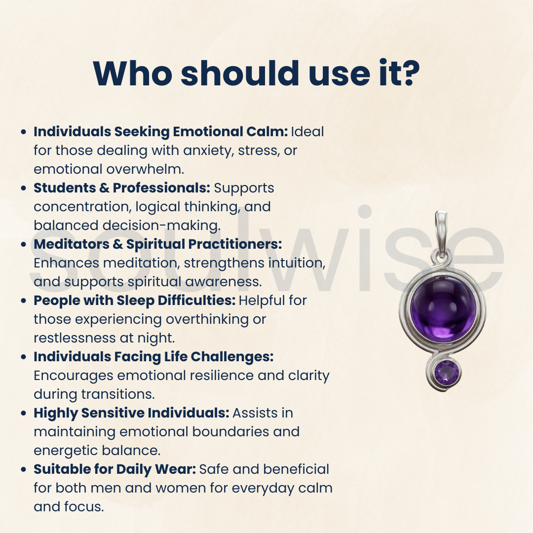 925 Silver Round Certified Amethyst Gemstone Pendant