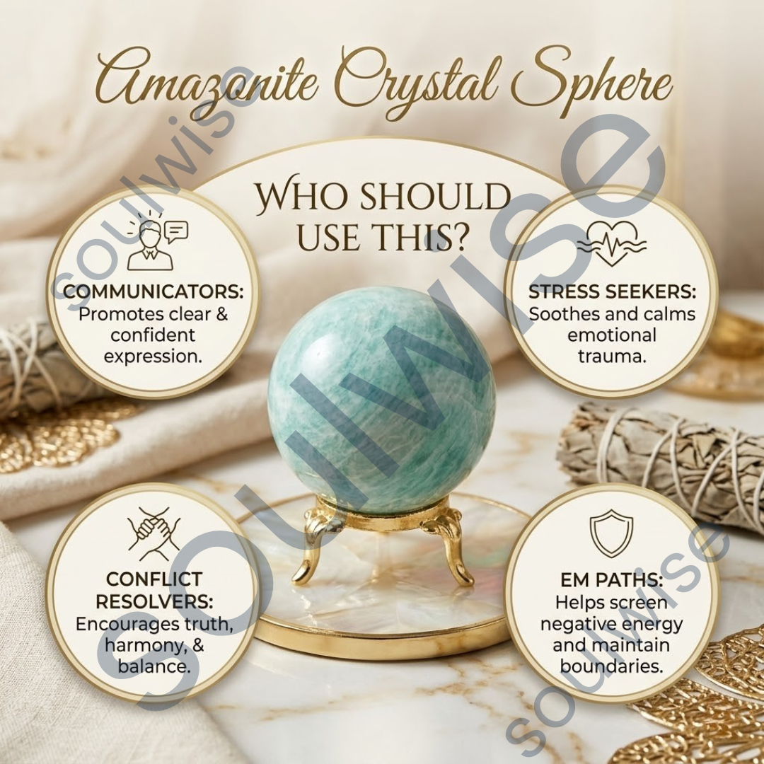 Amazonite Crystal Sphere – Natural Healing Crystal Ball for Calmness, Communication & Chakra Balancing | Polished Gemstone Sphere for Meditation, Reiki & Home Décor