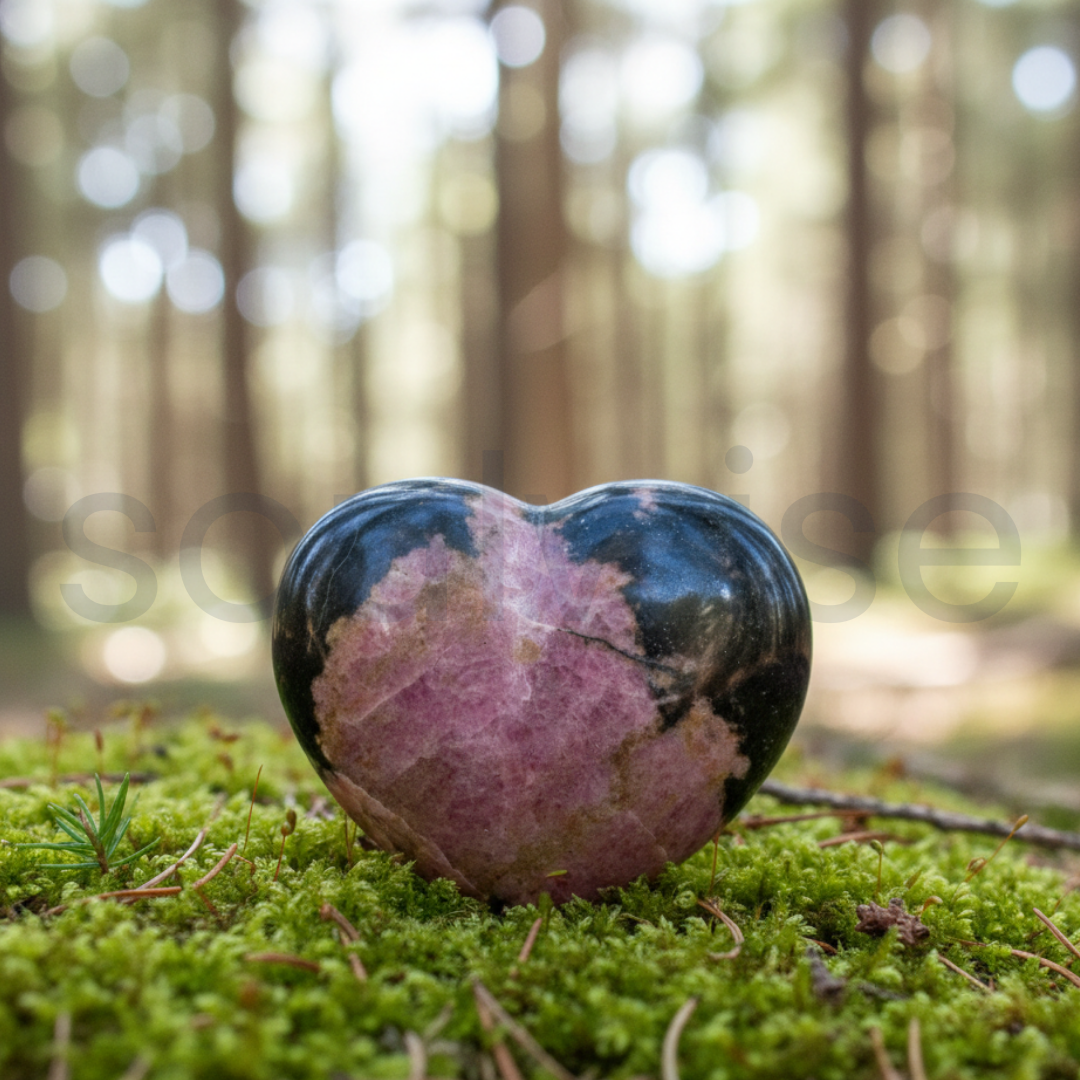 Rhodonite Heart Stone Polished Natural Crystal for Meditation Emotional Balance Love Energy Spiritual Home Décor Gift